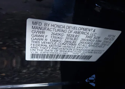 2025 Acura Mdx Technology Package z USA, uszkodzony, nr VIN 5J8YE1H43SL013961